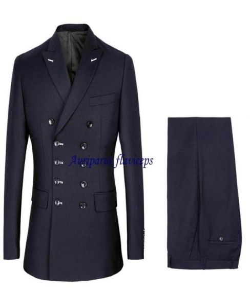 

new design double breasted man suits 10 buttons groom suit navy blue dinner suit peaked lapel wedding suitsjacketpants98836705664432, White;black