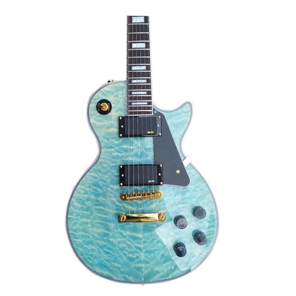 

classic light blue flame lp custom electric guitar with rosewood fingerboard