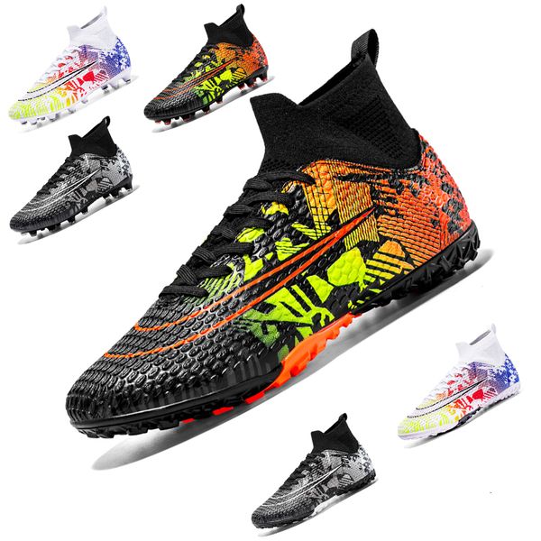 

dress shoes youth academy sports high ankle soccer men's training sneakers turf outdoor boots agtf 35 230804, Black