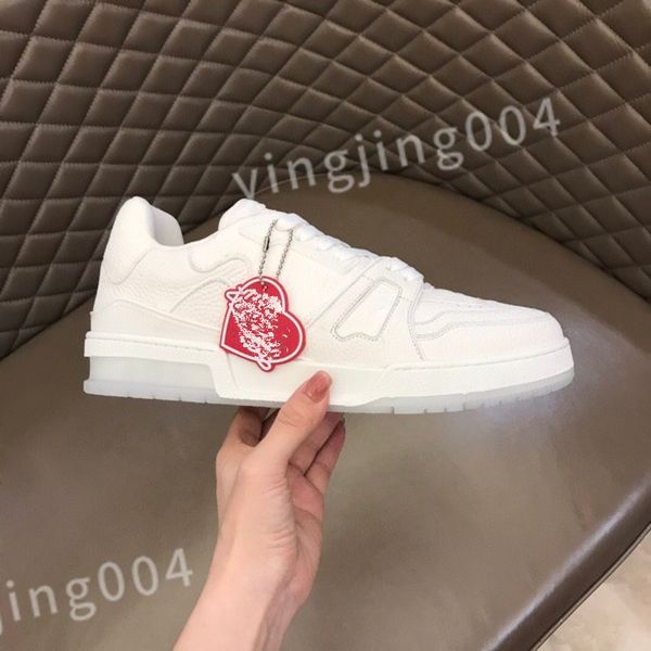 

new luxurys man woman downtown leather sneakers sporty shoes wholesale white black blue casual shoe rubber sole trainer sneaker size 39-45 r