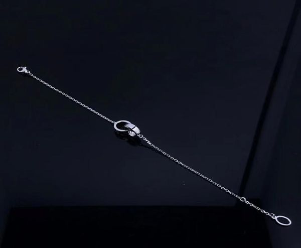 

designer charm bracelets bracelet for women stainless steel gold silver rose gold plated 195cm fashion double ring circle chain j2716393, Black