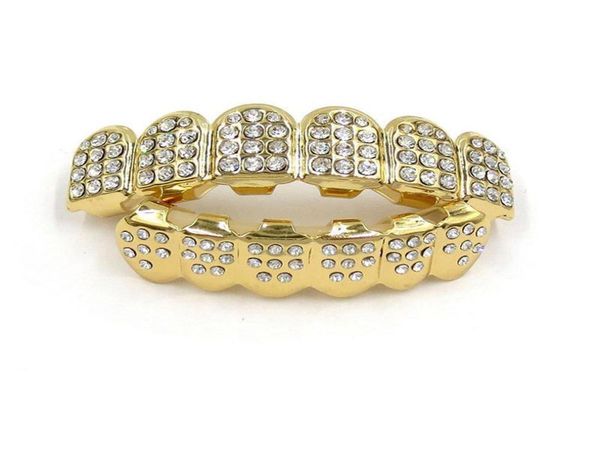 

gold color iced out teeth grin bottom bling men women jewelry new5178362, Black