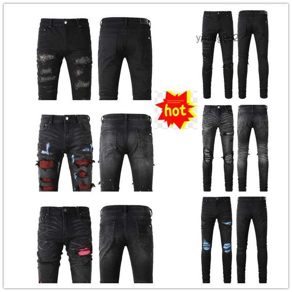

2023 new arrivals amirly mens luxury designer denim jeans holes trousers jean coolguy biker pants man clothing #0301, Blue