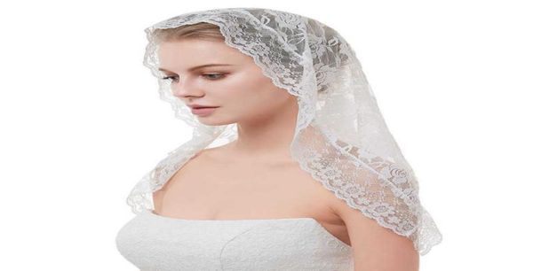 

2019 white black veil bridal mantillas chapel veils muslim veil head covering lace catholic veil mantilla welon slubny x07263693448, Slivery;golden