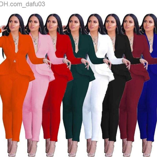 

women's suits blazers women's suits blazers women winter womens set tracksuit full sleeve ruffles pants suit two piece office lady, White;black
