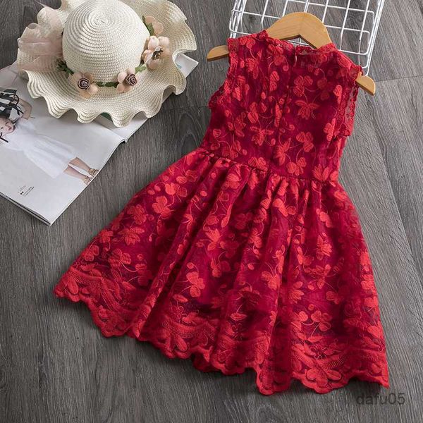 

girl's dresses flower baby summer dresses for girls sleeveless children casual clothing red new party kids dress r230805, Red;yellow