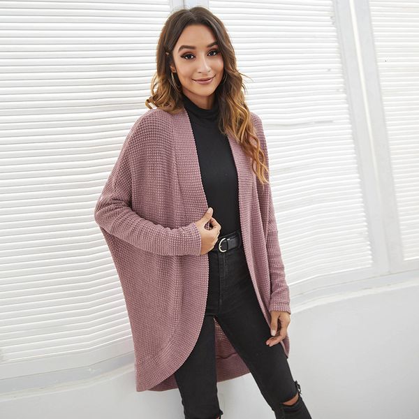

women's knits tees bat sleeve casual cardigan solid color midlength thin coat personality wear goth rock lady like woman 230804, White