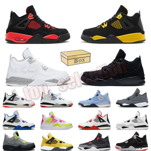 

2023 og original kids shoes 4s jumpman 4 baskteball shoe platform bred black cat fire red thunder university pink military blue trainers chi