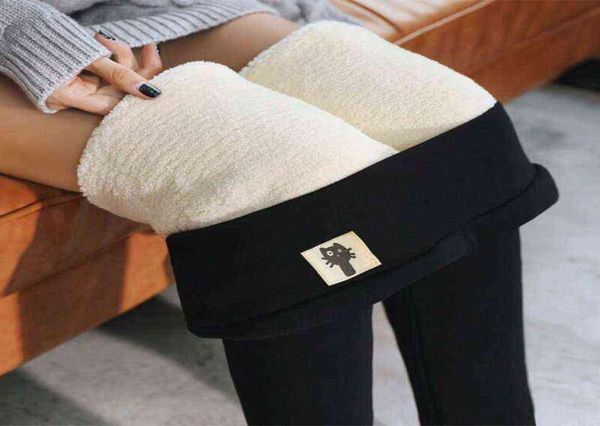 

winter women leggings sherpa fleece lined thick thermal legging high waist cashmere black gray 2021 cold weather warm pants h12214685224