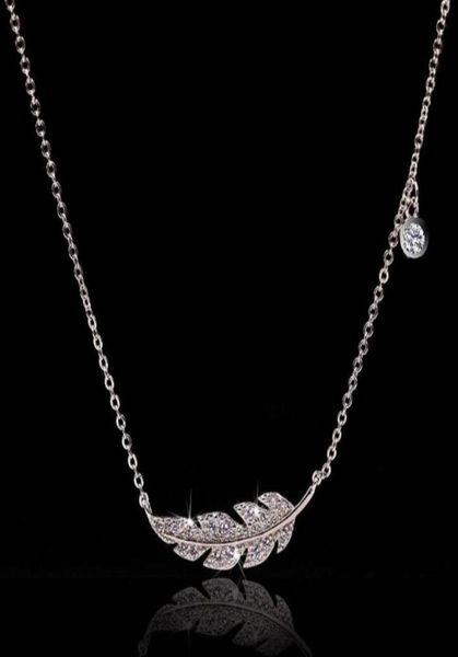 

ins sell feather pendant simple fashion jewelry 925 sterling silver pave white sapphire cz diamond gemstones party women weddi6903600
