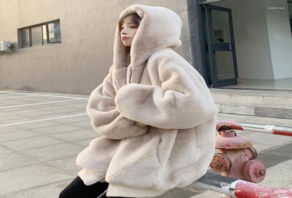 

women039s fur 2022 fashion plush coat women39s winter imitation hair grass medium long thickened hooded warm3537482, Black