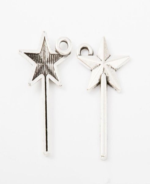 

150pcs 2512mm antique vintage silver star magic wand charms metal alloy pendants for bracelet necklace earring diy jewelry6400676, Bronze;silver