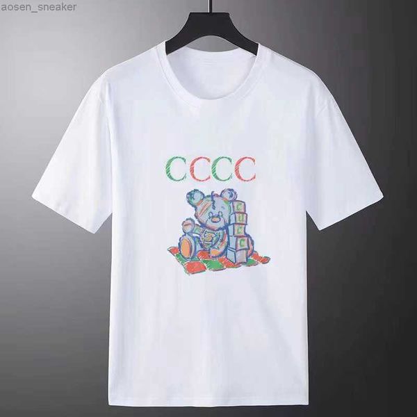 

t shirts mens clothing women summer casual t shirts cotton letter fashion short sleeve cute bear t shirts, White;black