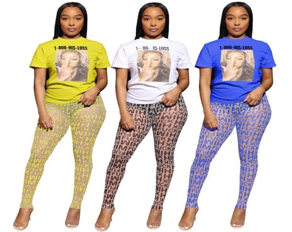 

2021 new style women see through two piece outfits short sleeve bodycon sheer mesh long pants sets club jumpsuits42617964710208, White