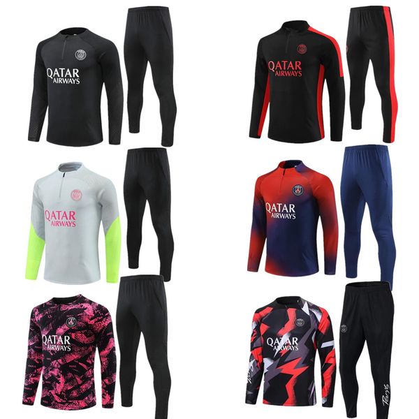 

22 /23/24 paris tracksuits training psgs chandal 22 23 24 mbappe kit survetement foot tuta jacket retro futbol soccer football men and kids, Black;yellow