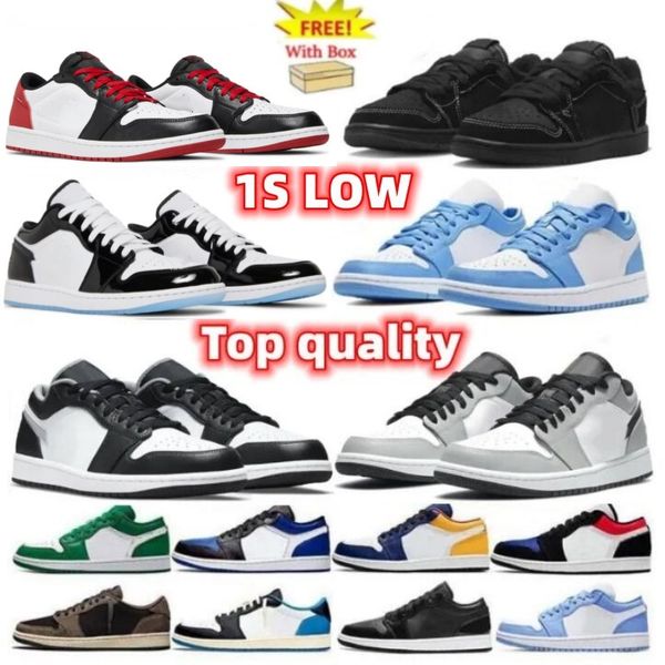 

1s black toe low basketball shoes 1s panda bred toe sneakers trainers sports shoes with box