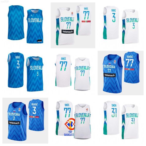 

2023 fiba slovenia world cup basketball jersey 77 lukas doncic 31 vlatko cancar 3 zoran dragic sasa ciani gregor glas gregor hrovat erikas d, Black;red