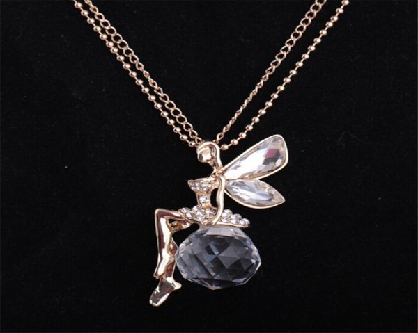 

fashion retro dragonfly angel tibetan silver crystal pendant chain long necklace for mon girlfriend birthday gift5530932