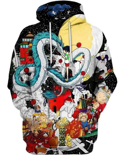 

autumn hoodie men 3d sweatshirt spirited away coat outwear anime fans collection hoodies chic pullover s5xl women jumper 3d h1013215, Black