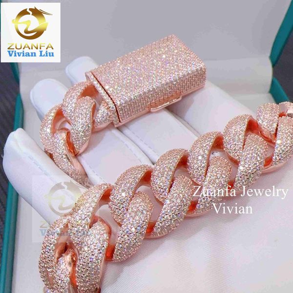 

wholesale price 925 sterling silver vvs moissanite iced out hip hop cuban link chain