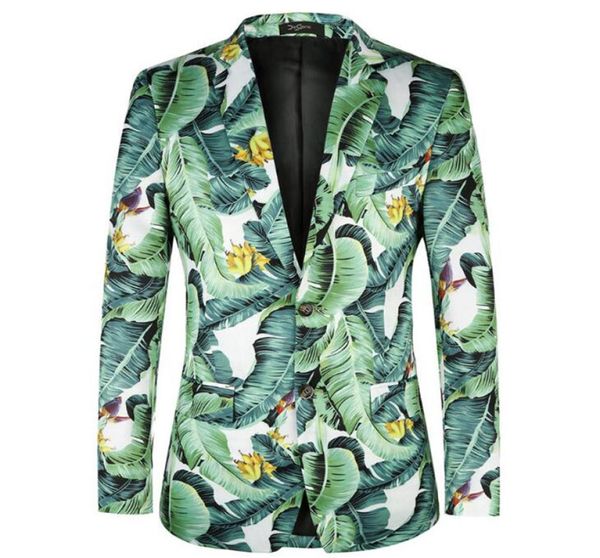 

fashion printed mens blazers new arrivals banana leaf pattern floral suit jackets for men plug size 4xl9308749, White;black