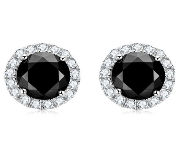 

fashion bling 925 sterling silver black round moissanite stone earrings studs for men women nice gift3293634, Golden;silver