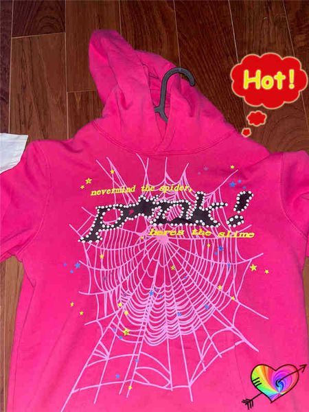 

2022fw foam print sp5der hoodie men women young thug spider hoodie web graphic hooded 555555 sweatshirts album pullovers t220802ad0s, Black