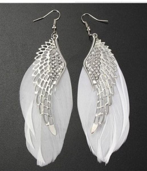 

new feather wing dangle drop earrings alloy white sliver chandelier long earrings for women christmas gift new statement jewelry6693573, Silver