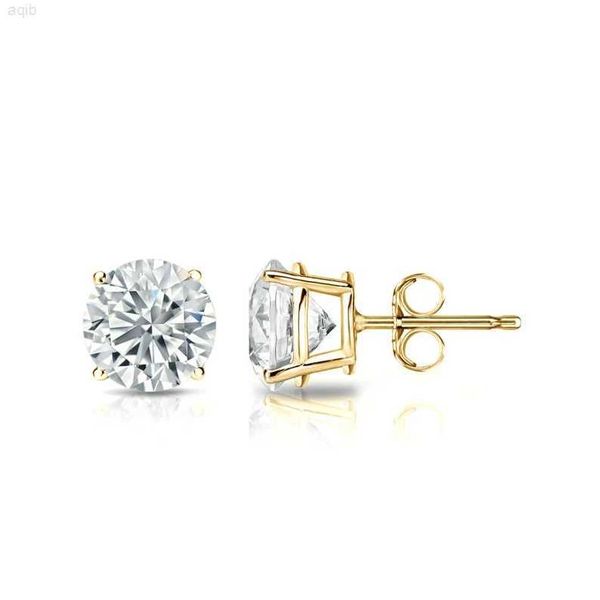 

round cut gra certified moissanite stud earrings in 10k 14k 18k solid gold push back studs fashion jewelry, Golden