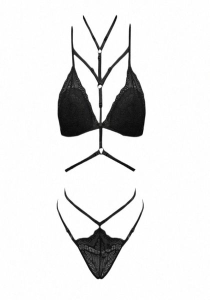 

women floral lace garter lingerie with choker black bra thong underwear erotic femme langerie cojunto bras sets h0zo7171862, Red;black
