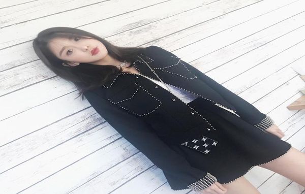 

women039s suits blazers set female 2021 spring and autumn short paragraph casual jacket skirt two sets of temperament solid c4464620, White;black