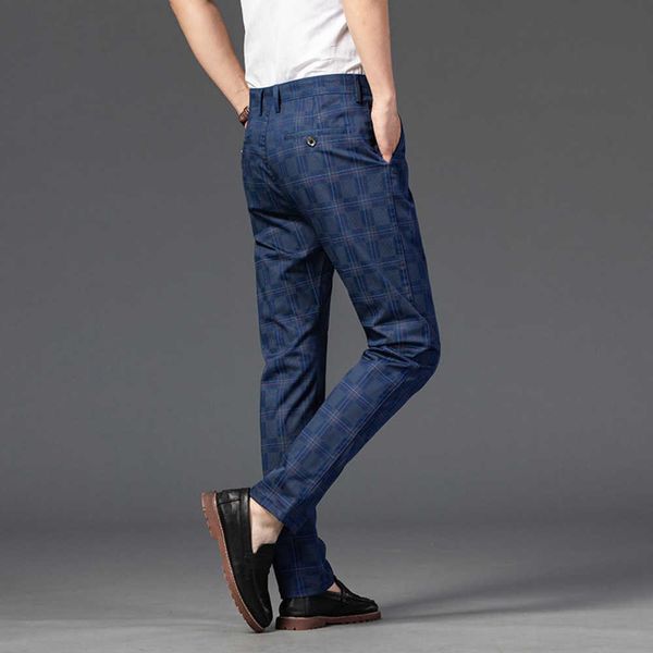 

fashion streetwear men clothing 7 color mens straight slim casual pants trousers trend black plaid pants men
