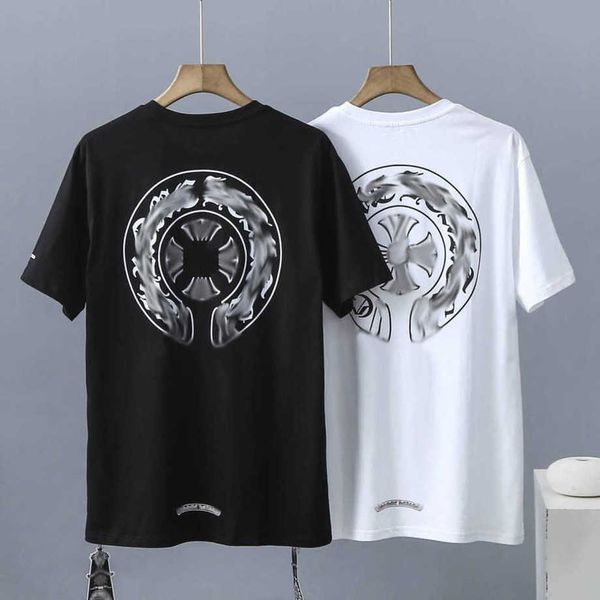 

men's fashion luxury t shirt brand ch t-shirts designers men women tees horseshoe sanskrit cross print classics cotton t-shirt casual, White;black