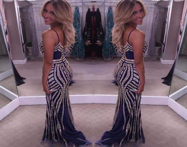 

navy long evening dresses sparkly beading crystals spaghetti straps backless sheath girls occasion gowns long party prom dresses2206942, Black;red