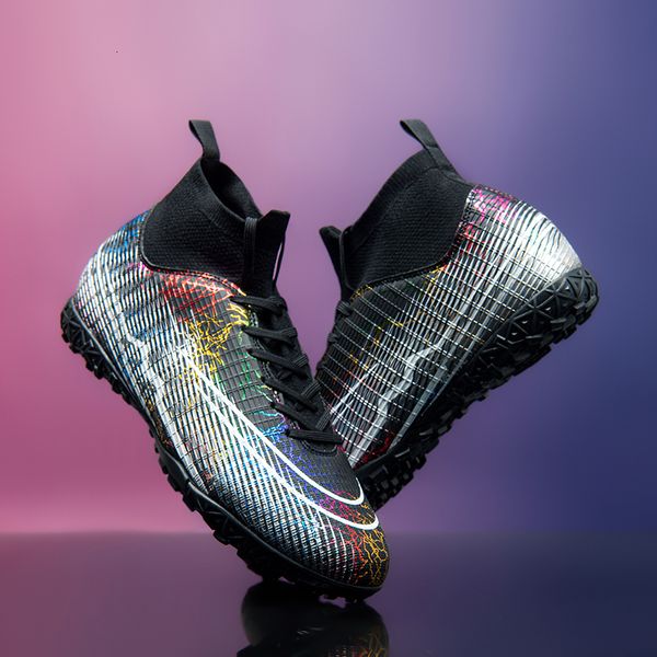 

dress shoes men football boots ankle socks soccer nonslip damping training futsal children sneakers chuteira de campo 230804, Black