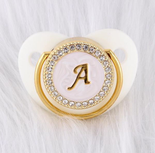 

012 months luxury white diamond baby pacifier food grade 26 letters silicone orthodontic dummy crystal nipple sleeping soother9366323