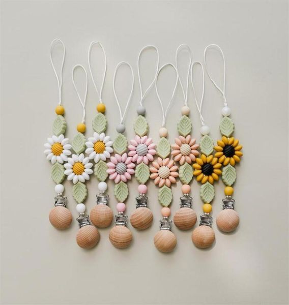 

pacifiers baby pacifier clip chain dummy holder for nipples clips silicone flower shape teething beads birthday gift boy288o2655474