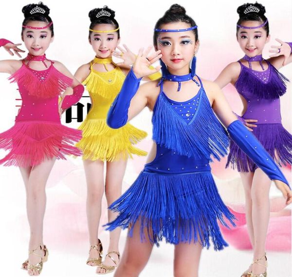

sequin fringe blue pink purple salsa dress child girls kids latin dresses girls latin dance costumes4607663, Black;red