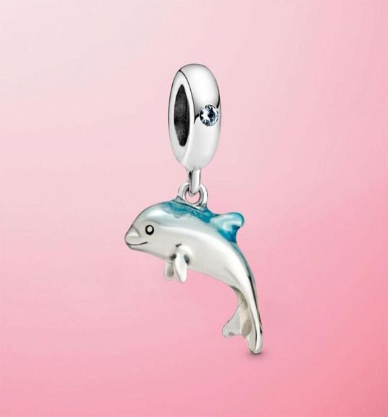 

925 sterling silver shimmering dolphin dangle charm bead fit original bracelet necklace 2021 arrival jewelry6593901, Bronze;silver