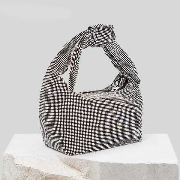 

evening bags knot handle rhinestones clutch bag for women 2023 crystal dress wedding purse and handbags luxury designer 230427