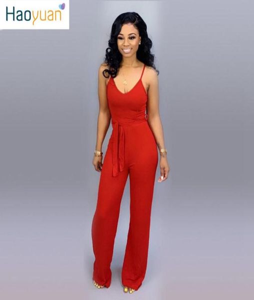 

haoyuan spaghetti strap jumpsuits summer sleeveless cute sweet style rompers streetwear wide leg long pants womens overalls2953360, Black;white