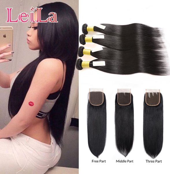 

peruvain virgin hair straight hair bundles with lace closure silky straight human hair 4x4 lace closure 5 pieces2307374, Black;brown
