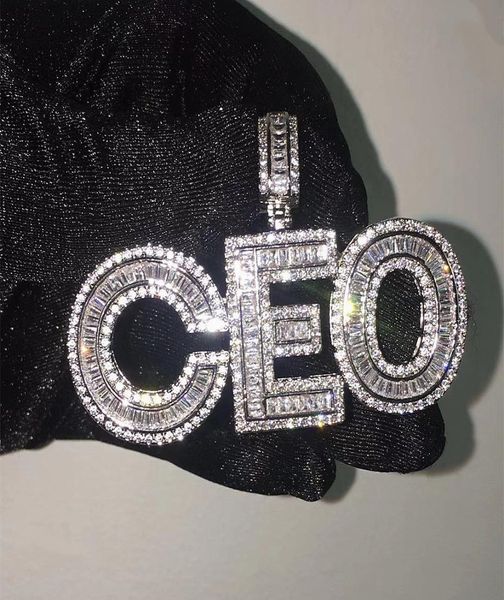 

custom name baguettes letters pendant with rope chain gold silver bling zirconia men hip hop jewelry7315557