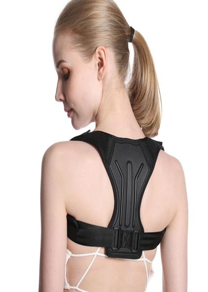 

ootdty adjustable posture correction men women back shoulder straight support brace belt comfortable soft strip corrector5427608, Black;blue