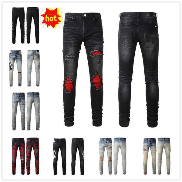 

2023 new arrivals amirly mens luxury designer denim jeans holes trousers jean coolguy biker pants man clothing #004, Blue
