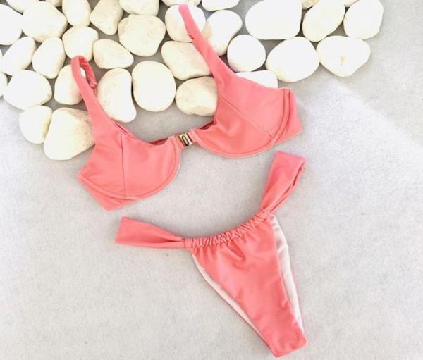 

women039s swimwear women khaki swimsuit female string thong ruffle pushup bikini set summer pink bathing suit biquini mon6554013, White;black