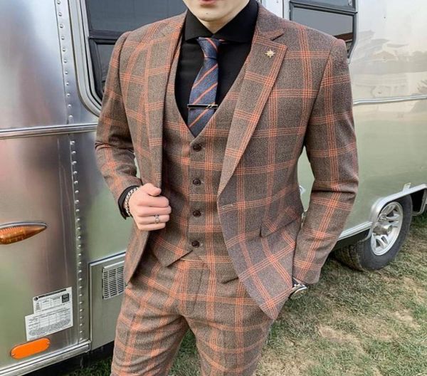 

men039s suits blazers men single breasted plaid casual wedding suit coat trousers men39s business jacket vest6007084, White;black