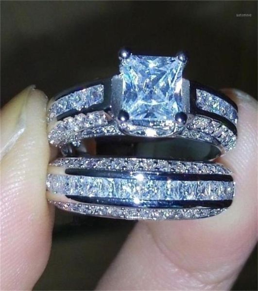 

fashion blue white zircon wedding ring set for women jewlery silver color engagement rings124121612983411, Golden;silver