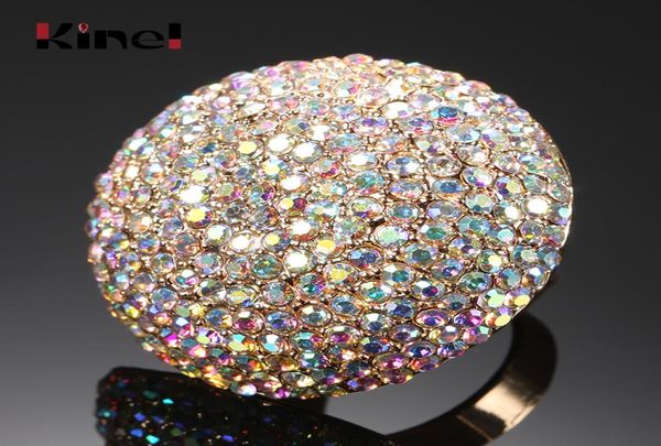 

fashion colorful crystal women big rings gold color wedding ring statement jewelry crystal gift new8691696, Silver