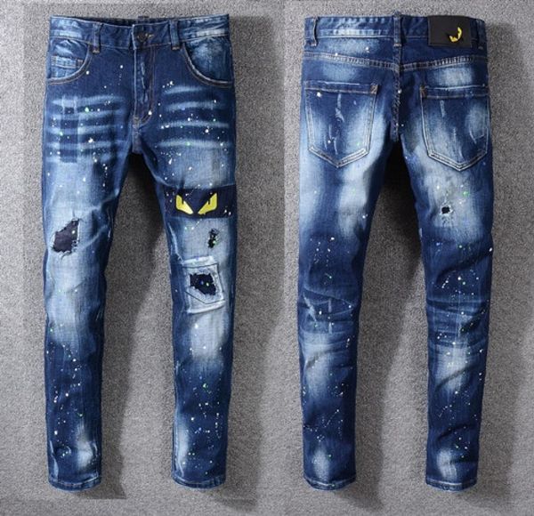 

mens jeans distressed new stryle jeans slim jeans fit motorcycle biker denim pants 2020 fashion us uk size 29404874959, Blue